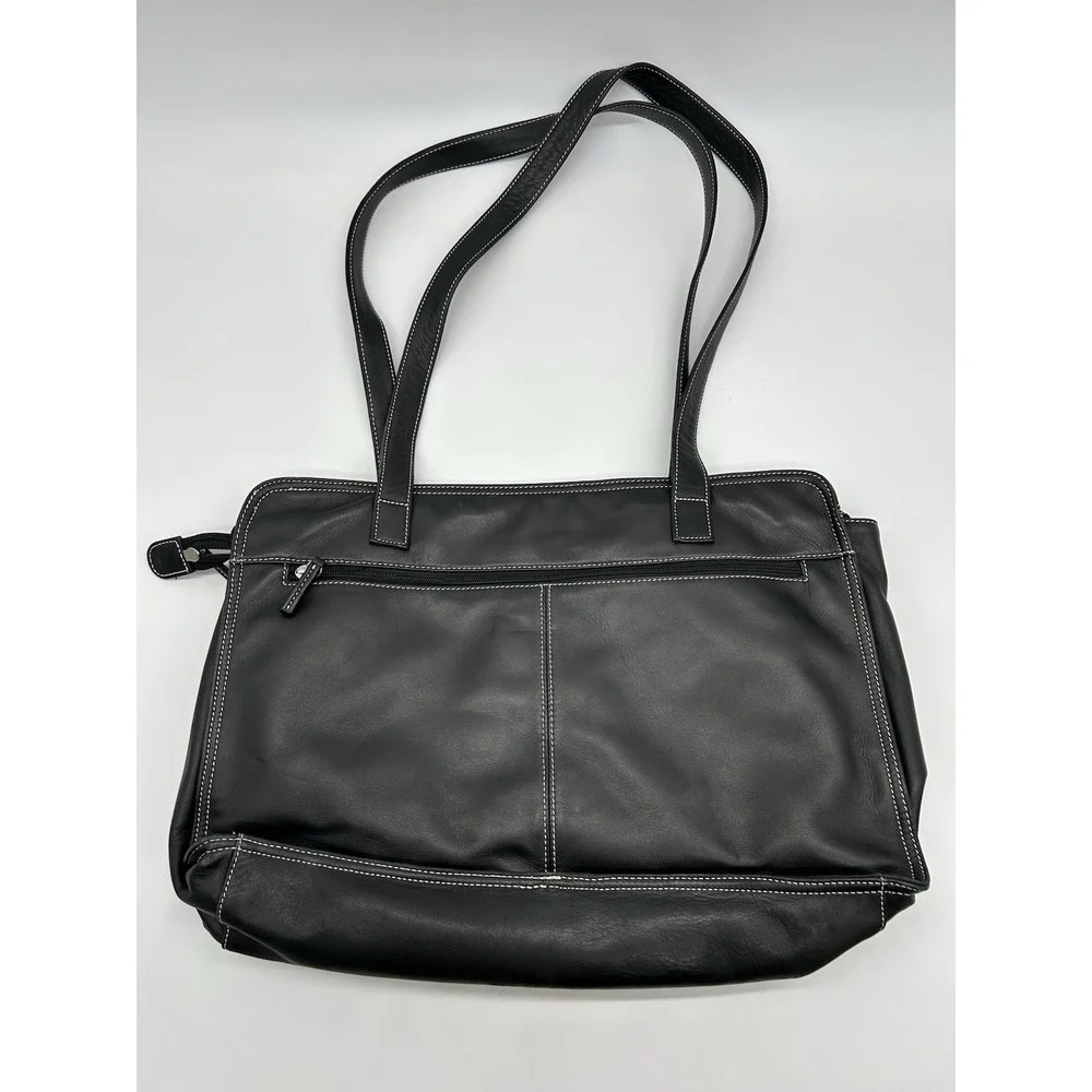 Vtg Tignanello Black Leather Laptop Business Bag 11